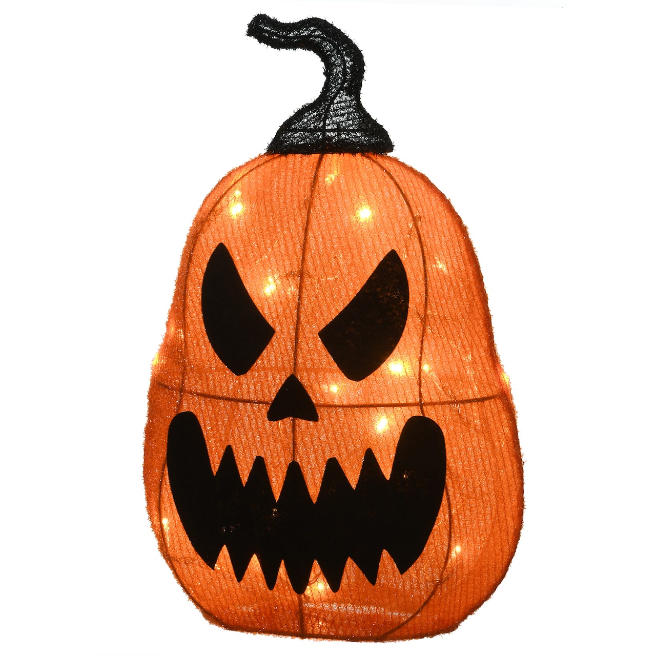 16" Orange LED Scary Jack-O-Lantern Halloween Decor